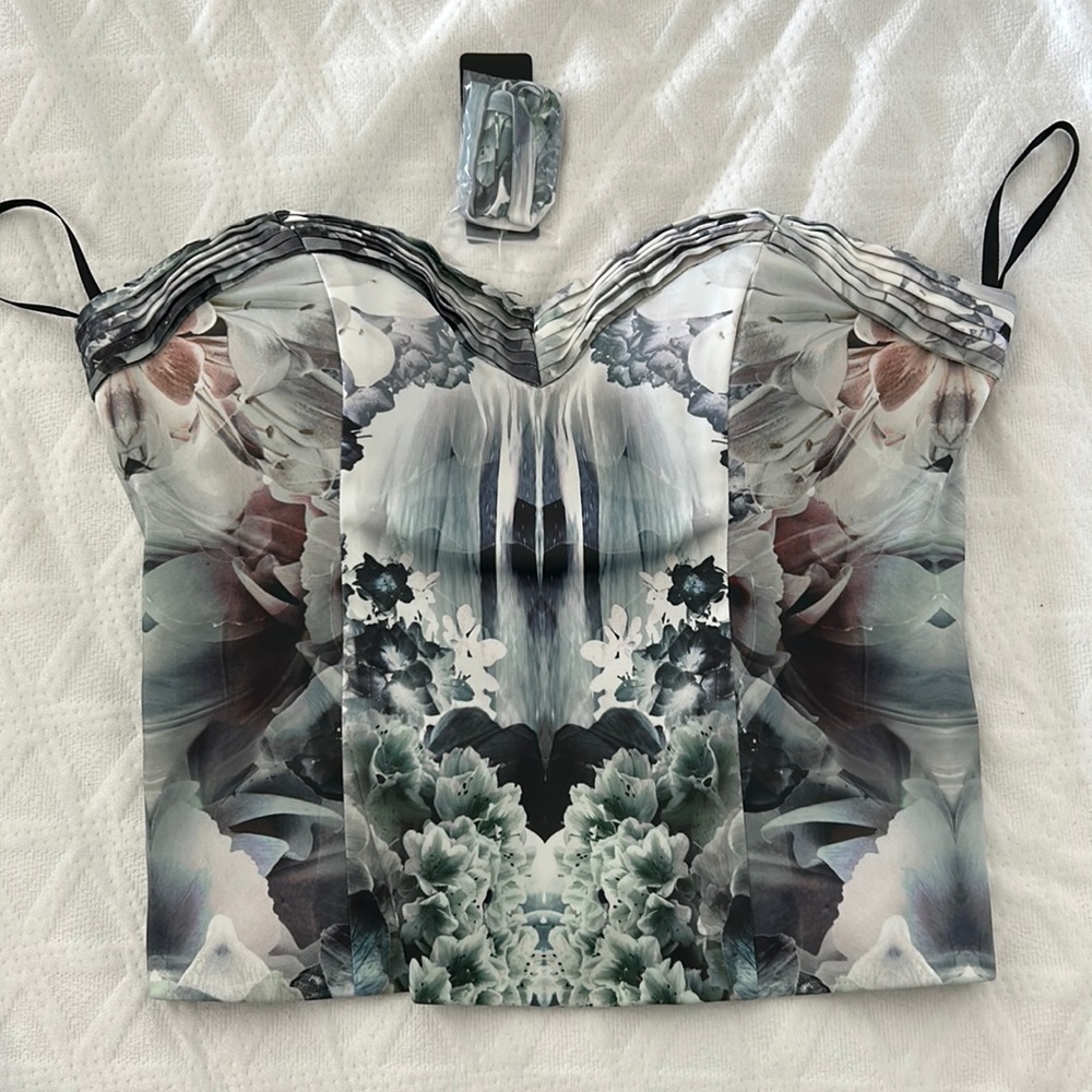 Bebe Multicolor Abstract Print Top
